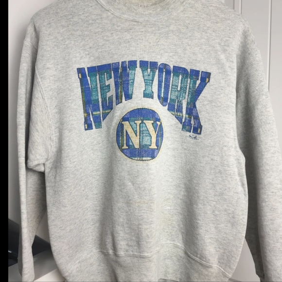 Vintage NYC New York Sweatshirt Pullover Crewneck 90s 1992 Gray Mens M* - Picture 9 of 9